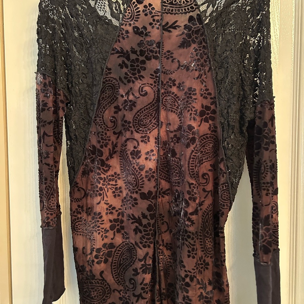 Hale Bob Black and Brown Lace Blouse